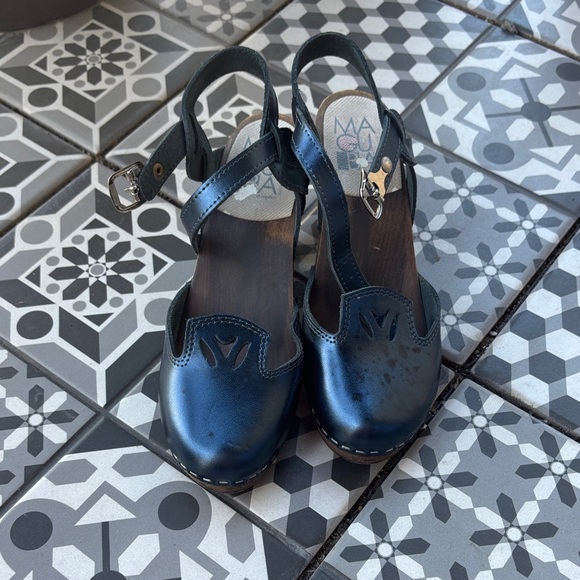 Maguba blue Leather clog Sandals - Picture 1 of 5